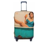 Housse de protection élastique vintage pour valise de voyage résistante à la poussière et aux rayures pour femme allongée dans une baignoire cyan 55,9 à 61 cm