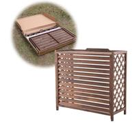 Housse de protection en bois pour extérieur et clôture d'intimité - Unité AC à persiennes - Support et support pour plantes (120 x 57 x 100 cm) pour jardin et terrasse