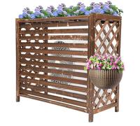Housse de protection en bois pour unité de climatisation - Grille latérale - Résistante aux intempéries - Accessoire de terrasse (M)