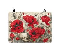 Housse de protection en caoutchouc lavable pour cuisinière électrique, motif floral gothique et tête de mort, 71,1 x 50,8 cm