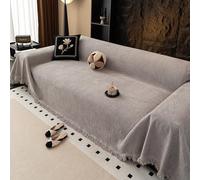 Housse de protection en chenille grise en forme de L/U pour canapé 14 places, simple et élégante, durable et élégante - (180 x 260 cm)