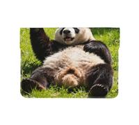Housse de protection en cuir PU pour ordinateur portable 13 pouces - Panda Roll Grass - Étui de protection fin pour ordinateur portable - Pour les voyages quotidiens