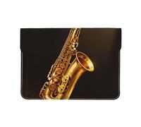 Housse de protection en cuir PU pour ordinateur portable 13 pouces saxophone laiton doré pour MacBook, sac d'ordinateur fin pour voyage quotidien