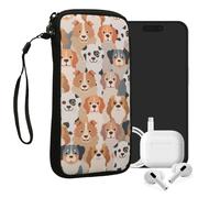 kwmobile Housse de Protection pour Smartphone XXL - 7" - Sacoche de Protection pour Téléphone Portable en Néoprène Design Chien Blanc-Marron Clair-Gris