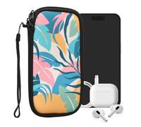 kwmobile Housse de Protection pour Smartphone XXL - 7" - Sacoche de Protection pour Téléphone Portable en Néoprène Jungle Tropicale Rose Clair-Jaune-Vert