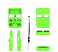 Housse de Protection en Silicone pour ANBERNIC R36S, Housse en Silicone avec lanière Noire, Housse de Protection, Accessoires pour Consoles de Jeux Portables (Vert)