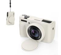 Housse de protection en silicone pour appareils photo Canon SX740HS et SX730HS avec capuchon d'objectif profilé et profil de transport minimaliste (blanc)