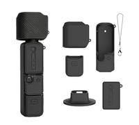 Housse de protection en silicone pour DJI Osmo Pocket 4/3, étui souple avec support de base et sangle de poignet - Protection complète pour l'écran de l'appareil photo, protection de l'objectif de