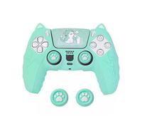 Housse de Protection en Silicone pour Manette pour PS5 avec Capuchon de Joystick, Motif Oreilles de Chat, Motif Dessin Animé, Vert
