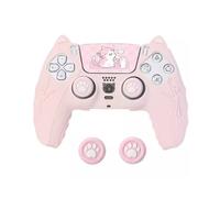 Housse de Protection en Silicone pour Manette pour PS5 avec Capuchon de Joystick, Motif Oreilles de Chat, Rose