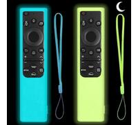 Housse de Protection en Silicone pour Télécommande à Cellule Solaire Samsung 2021 2022 BN59-01357 BN59-01385 BN59-01265A, Couvercle de Télécommande Antidérapant Brille dans Le Noir (Verte+Bleue)