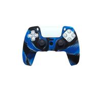 Housse de protection en silicone souple, antidérapante et cloutée, motif camouflage bleu, pour manette