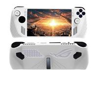 Housse de Protection en Silicone Souple pour ASUS ROG Ally Étui pour Console de Jeu Housse de Protection avec Support Coque de Protection Anti-Chute et Deux Capuchons de poignée de Pouce (White)