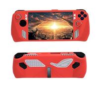 Housse de Protection en Silicone Souple pour ASUS ROG Ally Étui pour Console de Jeu Housse de Protection avec Support Coque de Protection Anti-Chute et Deux Capuchons de poignée de Pouce (Red)
