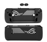 Housse de protection en silicone souple pour ASUS ROG Ally X, console de poche anti-chocs, anti-rayures, anti-poussière, avec 2 capuchons de manettes de jeu (Noir)