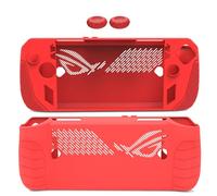 Housse de protection en silicone souple pour ASUS ROG Ally X, console de poche anti-chocs, anti-rayures, anti-poussière, avec 2 capuchons de manettes de jeu (Rouge)
