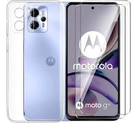 Housse De Protection En Silicone Tpu Transparent & 2x Verre Trempé 9h Antirayures Pour Motorola Moto G13/G23 - Antichoc, Anti-Empreintes, Installation Facile
