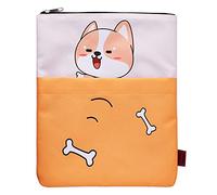 Housse de protection en tissu lavable avec fermeture éclair pour les amateurs de livres, les enseignants, les étudiants, qui aiment les trucs Corgi (taille M, 28 x 22 cm)
