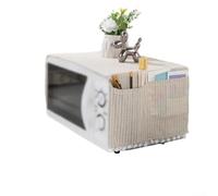 Housse de protection en tissu pour micro-ondes avec sacs latéraux - Bouclier décoratif anti-éclaboussures pour dessus de four - Accessoire de cuisine lavable - Blanc 30 x 90 cm (beige)