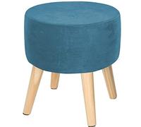 Housse de protection en velours extensible bleu paon pour petit ottoman, protection de repose-pieds rond et élégante housse de pouf pour meubles de 81,3 x 45,7 cm