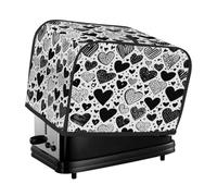 Housse de protection étanche pour grille-pain à 2 tranches - Motif cœurs noirs et blancs - Protection contre la poussière et les traces de doigts