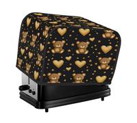 Housse de protection étanche pour grille-pain à 2 tranches - Motif ours doré et cœurs d'amour - Protection contre la poussière et les traces de doigts