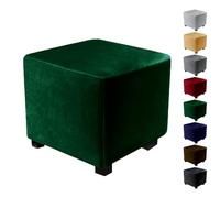 Housse de protection extensible en velours pour tabouret de rangement et repose-pieds, 43,2 x 43,2/76,2 x 76,2/101,6 x 101,6 cm, vert uni