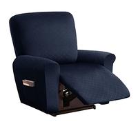 Housse De Protection Extensible for Fauteuil Inclinable, 4 Pièces, avec Pochette Rangement(Navy Blue)
