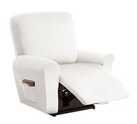 Housse De Protection Extensible for Fauteuil Inclinable, 4 Pièces, avec Pochette Rangement(White)