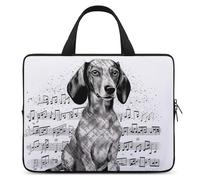 Housse de protection fine pour ordinateur portable 12" Motif teckel et notes de musique