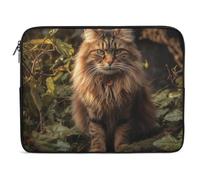 Housse de protection fine pour ordinateur portable de 15 pouces, motif chat assis dans un buisson