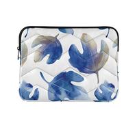 Housse de protection fine pour ordinateur portable Motif feuilles de figuier bleu aquarelle Bleu 35,6 cm