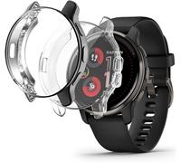 Housse De Protection Garmin Venu 2 Plus 2 Pièces, Full Coverage Anti-Rayures/Choc Tpu Léger Installation Facile Transparent & Noir