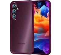 Housse de protection hybride mate NALIA pour Samsung Galaxy S24 Coque, Semi-transparente Dos dur antichoc & Cadre de protection Rouge