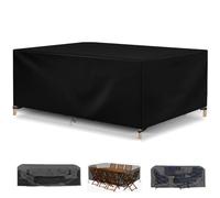 Housse de protection imperméable en fourrure de rotin 370 x 275 x 70 cm - Résistante aux UV - Pour jardin - Noir