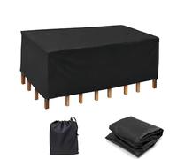 Housse de protection imperméable Oxford pour meubles de jardin, 155 x 150 x 90 cm, protection UV pour table et chaise d'extérieur, housse de protection carrée robuste pour toutes les saisons, noir