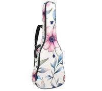 Housse de protection imperméable pour guitare électrique acoustique classique, aquarelle, rose, bleu, fleurs, feuilles, libellules et papillons, Multicolore 01., 42.9x16.9x4.7 in, Sac à dos