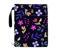 Housse de protection imperméable pour livres avec fermeture éclair Fleurs Feuilles Marguerites Sac pour livre de poche, Sac de rangement pour livres, papeterie et documents