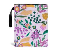 Housse de protection imperméable pour livres avec fermeture éclair Fleurs Feuilles Marguerites Sac pour livre de poche, Sac de rangement pour livres, papeterie et documents