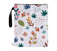 Housse de protection imperméable pour livres avec fermeture éclair Fleurs Feuilles Marguerites Sac pour livre de poche, Sac de rangement pour livres, papeterie et documents