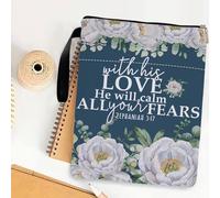 Housse de protection imperméable pour livres avec fermeture éclair Fleurs Sac pour livre de poche, Sac de rangement pour livres, papeterie et documents