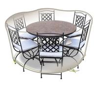 Housse de protection JARDILINE pour table ronde et 6 chaises - Gris mastic