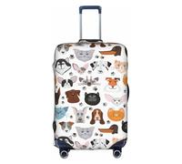 Housse de protection lavable avec fermeture éclair dissimulée et motif visages de chat et de chien, bouledogue, beagle, labrador, blanc, S