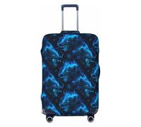 Housse de protection lavable pour bagages de 45,7 à 81,3 cm - Haute élasticité - Motif loup - Bleu, Noir , L