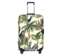 Housse de protection lavable pour bagages de voyage Motif arbres et animaux, blanc, Small