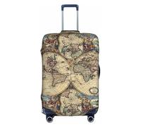 Housse de protection lavable pour valise Motif carte du monde antique, blanc, Small