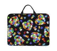 Housse de protection légère pour ordinateur portable de 14 pouces - Motif cœur - Pour la sensibilisation à l'autisme - Pour un usage quotidien et professionnel
