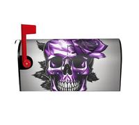 Housse de protection magnétique pour boîte aux lettres - Motif tête de mort - Violet - Pour jardin, cour, extérieur
