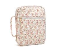 Housse de protection matelassée pour femme avec fermeture éclair et porte-stylos, Fleur - Rouge, Taille unique