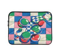 Housse de protection matelassée pour ordinateur portable 13" Motif damier Rose/bleu